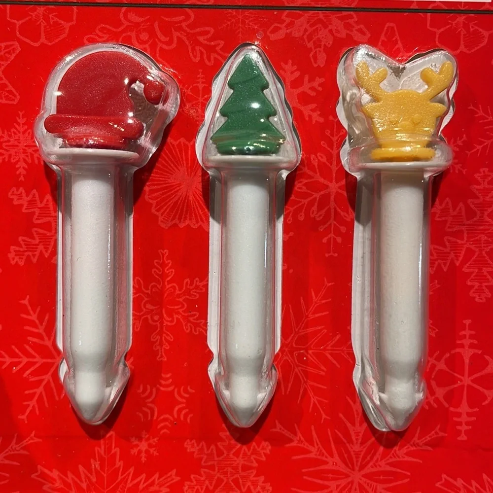 Gourmet Club 3 pack Pop up Turkey Timers with Christmas decorations on top NEW
